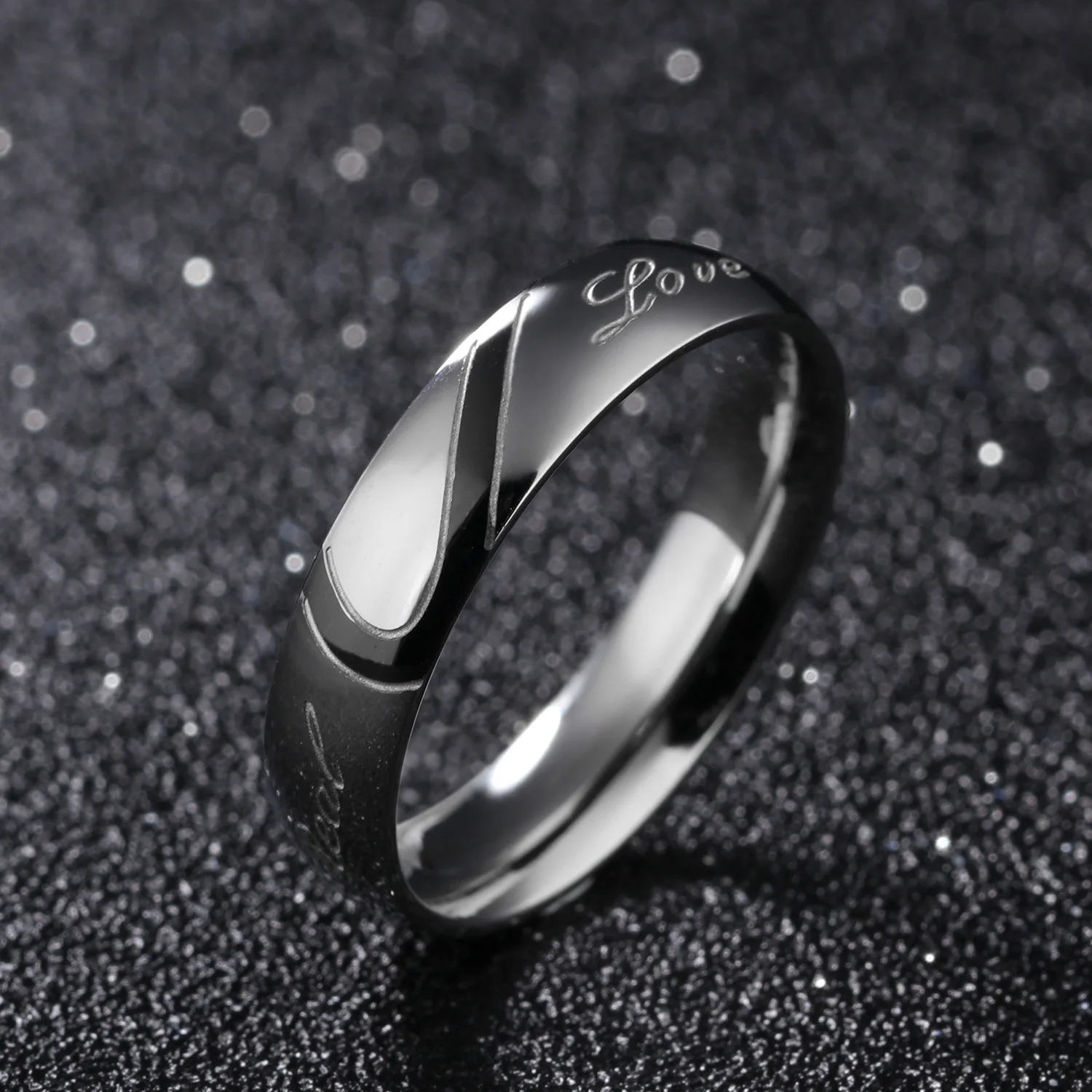 

Fashion Simple Stainless Steel Engagement Rings Love Heart Couple Ring Real Love Wedding Band Promise Ring