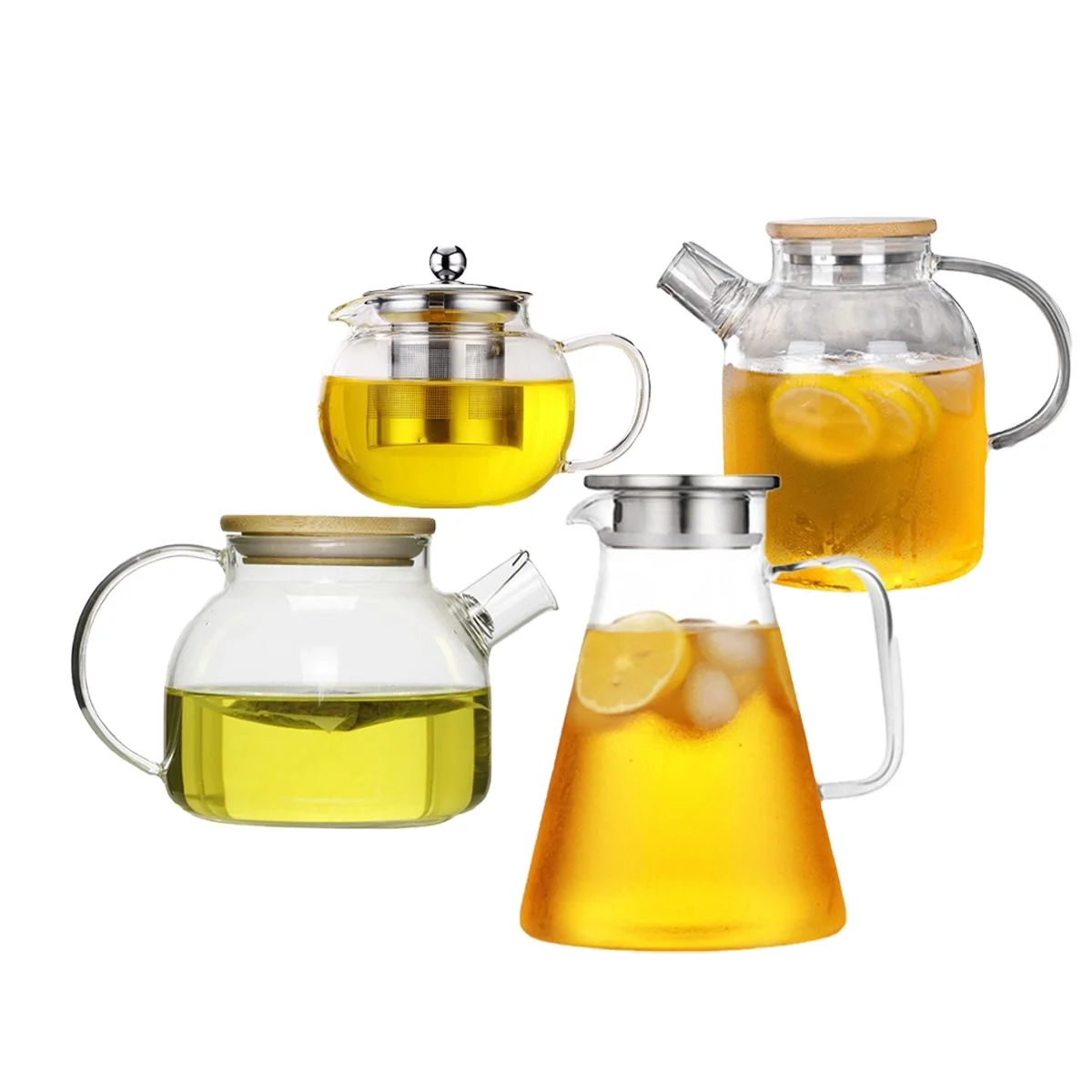 

Custom High Borosilicate Glass Heat Resistant Cooling Kettle Large Capacity Tea Pot for Juice Drinks