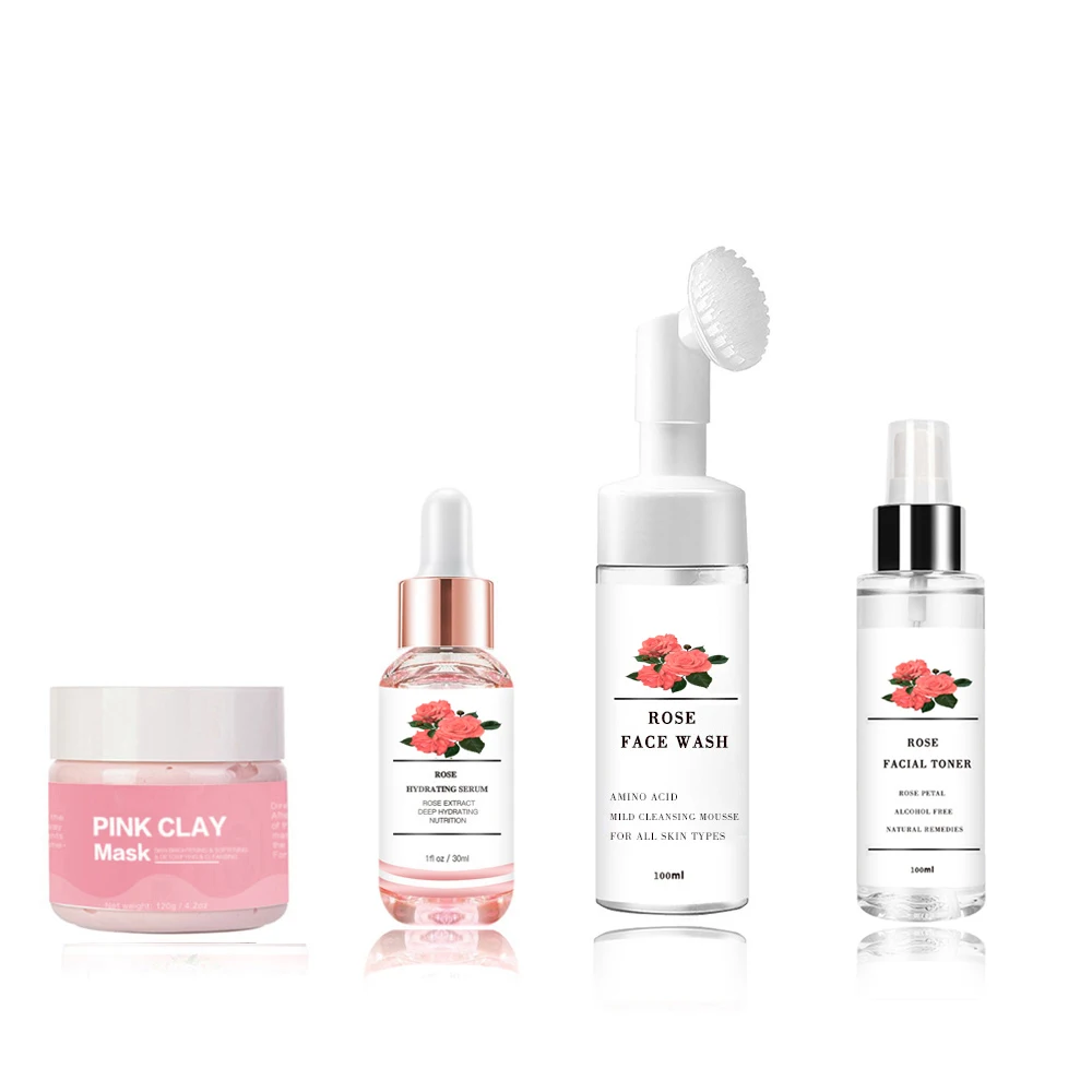 

Wholesale korean skincare brightening vegan natural rose facial skin care set