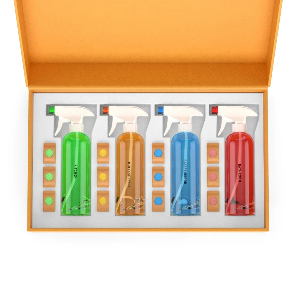 

Simple easy use thickening patent Multi Surface eco-friendly spray bottles for household cleaning 500 ml cleaner hand soap Kit