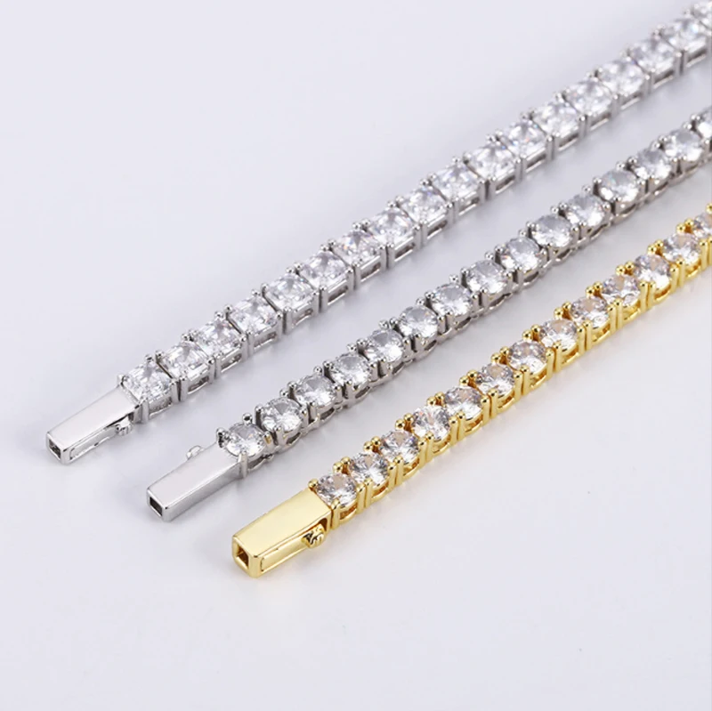 

Hip Hop Jewelry 5mm 925 Sterling Silver Iced Out Moissanite Diamond Tennis Necklace, White/yellow