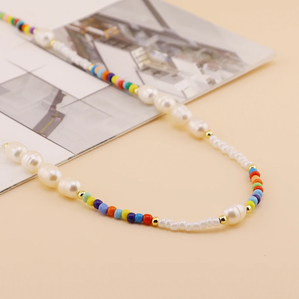 

Go2boho Bohemian Summer Rainbow Colorful Pearl Necklace Women Beaded Choker Handmade Fashion Jewelry Miyuki Seed Beads Necklaces