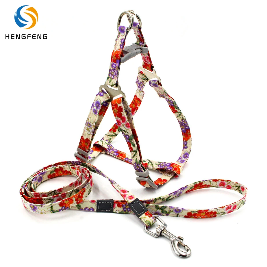 

Adjustable Custom Sublimation Print Animal Soft Oem Logo Bohemian Indian Style Step In Cat Dog Harness Leash Set, Picture shows