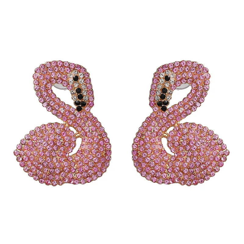 

Hot Selling Colorful Rhinestone Swan Earrings Statement Charm Crystal Swan Stud Earrings Jewelry aretes de mujer, Red