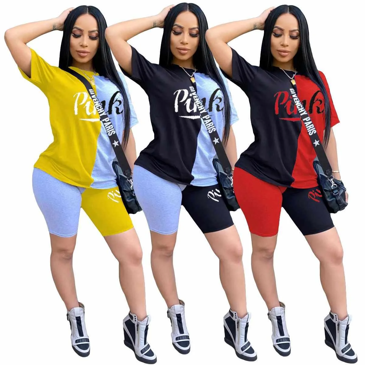 

New Design Sporty Wear Suit Two Piece Pants Short Suit Sets Women Clothing