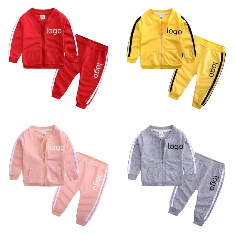 

Baby Boy Girl Tracksuit Set Toddler Zipper Sweatshirt And Jogger Sweat pant Custom Outfits Text Logo Image Print for 3-24M