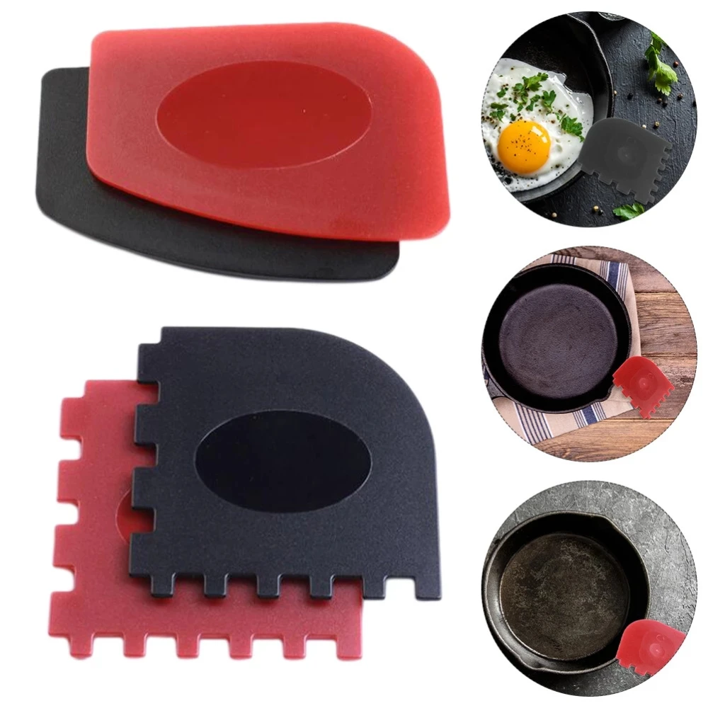 

Silicone Scraper Cast Iron Pan Skillet Scrubber Grill Scraper Cleaners Tools 4 PCS Set Griddle Scraper