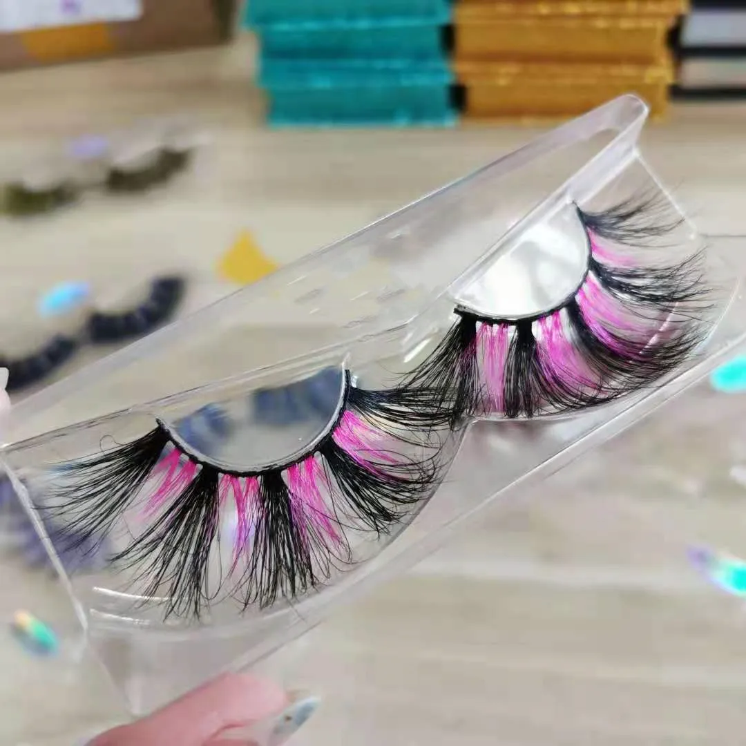 

Eyelash Vendor Handmade Colorful Lashes 100% Real Mink Rainbow Color Lashes Mink Color Eyelashes, Natural black