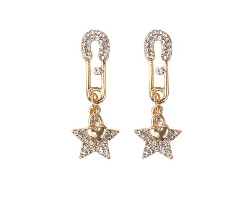 

2019 new fashion Star style design Drop earrings Women Korean contracted fine crystal temperament joker earrings