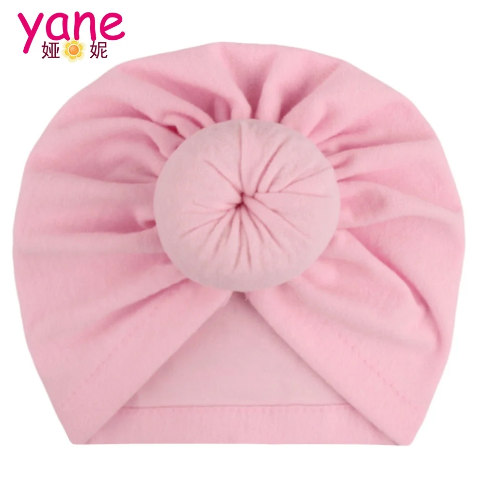 

High quality hair accessories about pure cotton turban hat with hair donut decoration for kids
