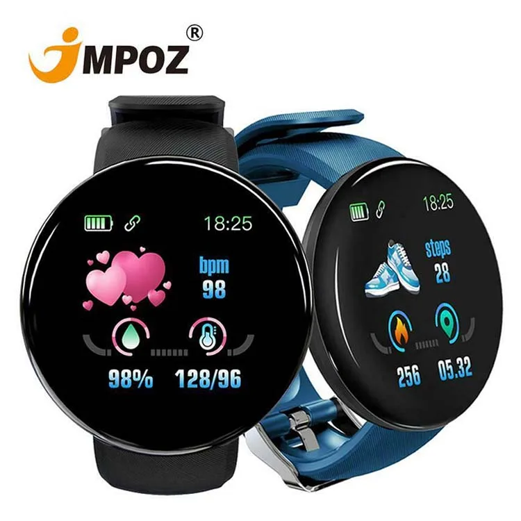 

D18 Smart Bracelet Fitness Tracker Heart Rate Watch Blood Pressure Round Smart wristband Waterproof Sport ronud Smart Watch