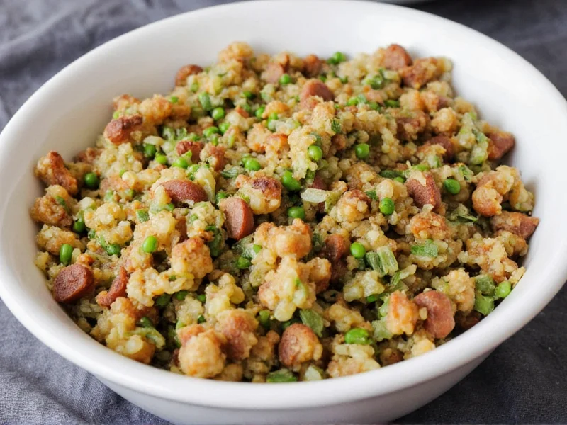 Salbei und Salzwurst Füllung in der Zubereitung