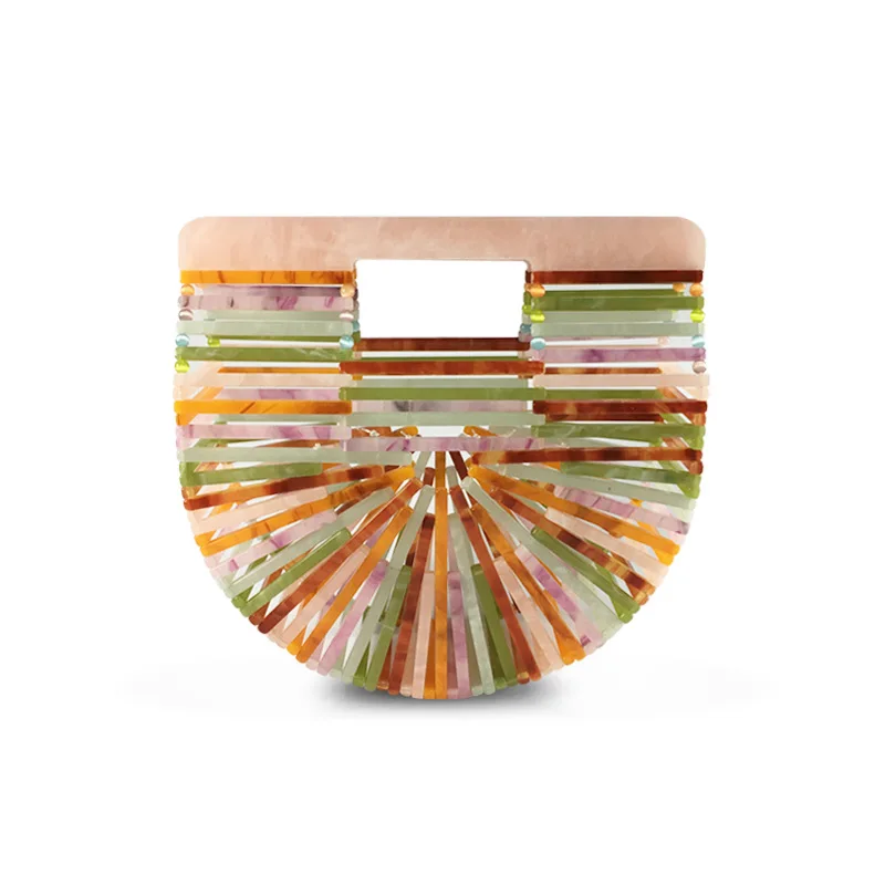 

Fashion 2020 Summer New Style Bamboo Handmade Basket Bag Hollow Out Bag acrylic Bag Holiday Beach Handbag for Women