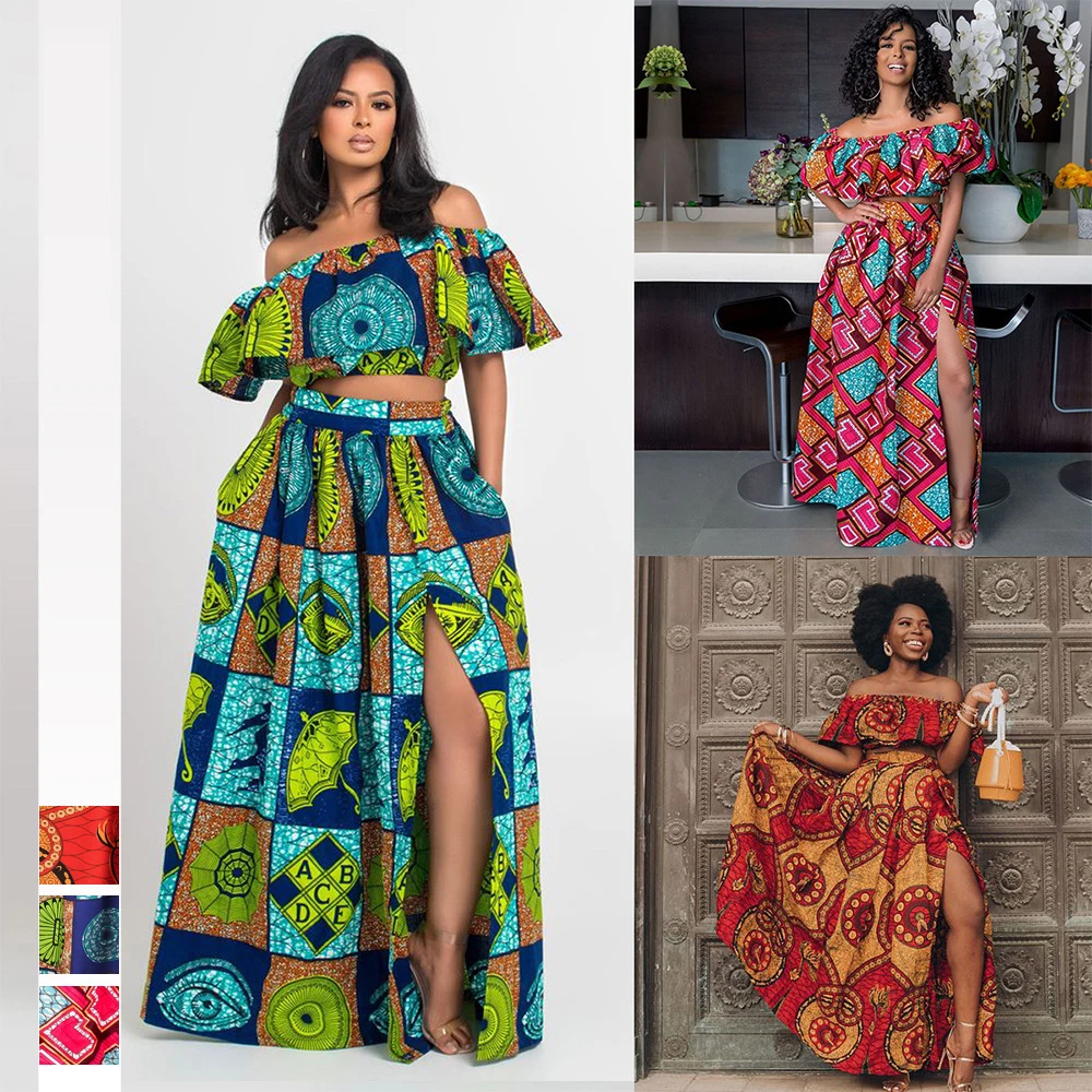 

Kitenge Dress for Ladies Wholesale Latest Design Kitenge Maxi Dresses New Style African New African Headtie without top, Customized color