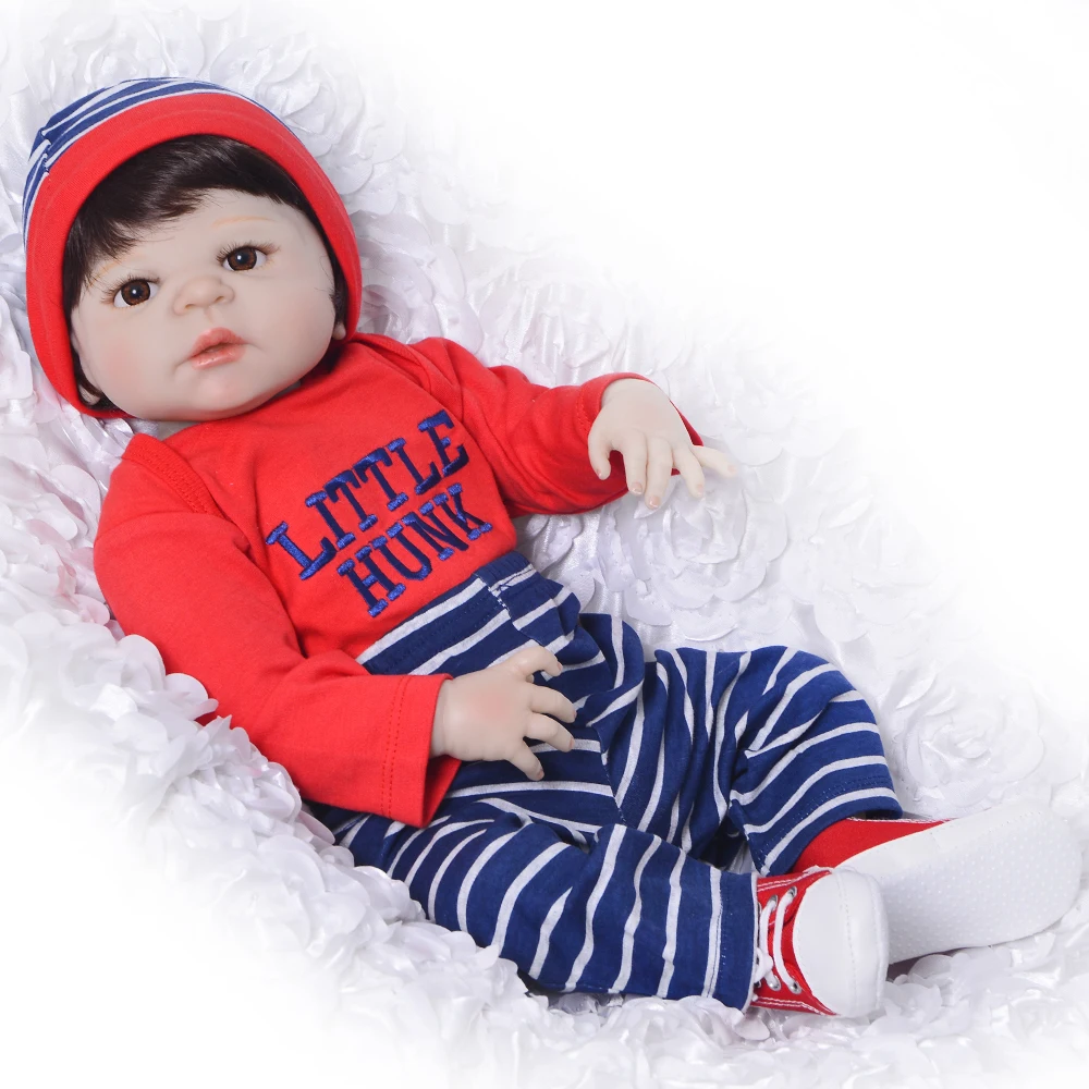 

Full Silicone Vinyl Newborn Doll Toys Realistic Reborn Dolls 23 Inch Baby Boys Gifts Educational Reborn Boneca Children Playmate