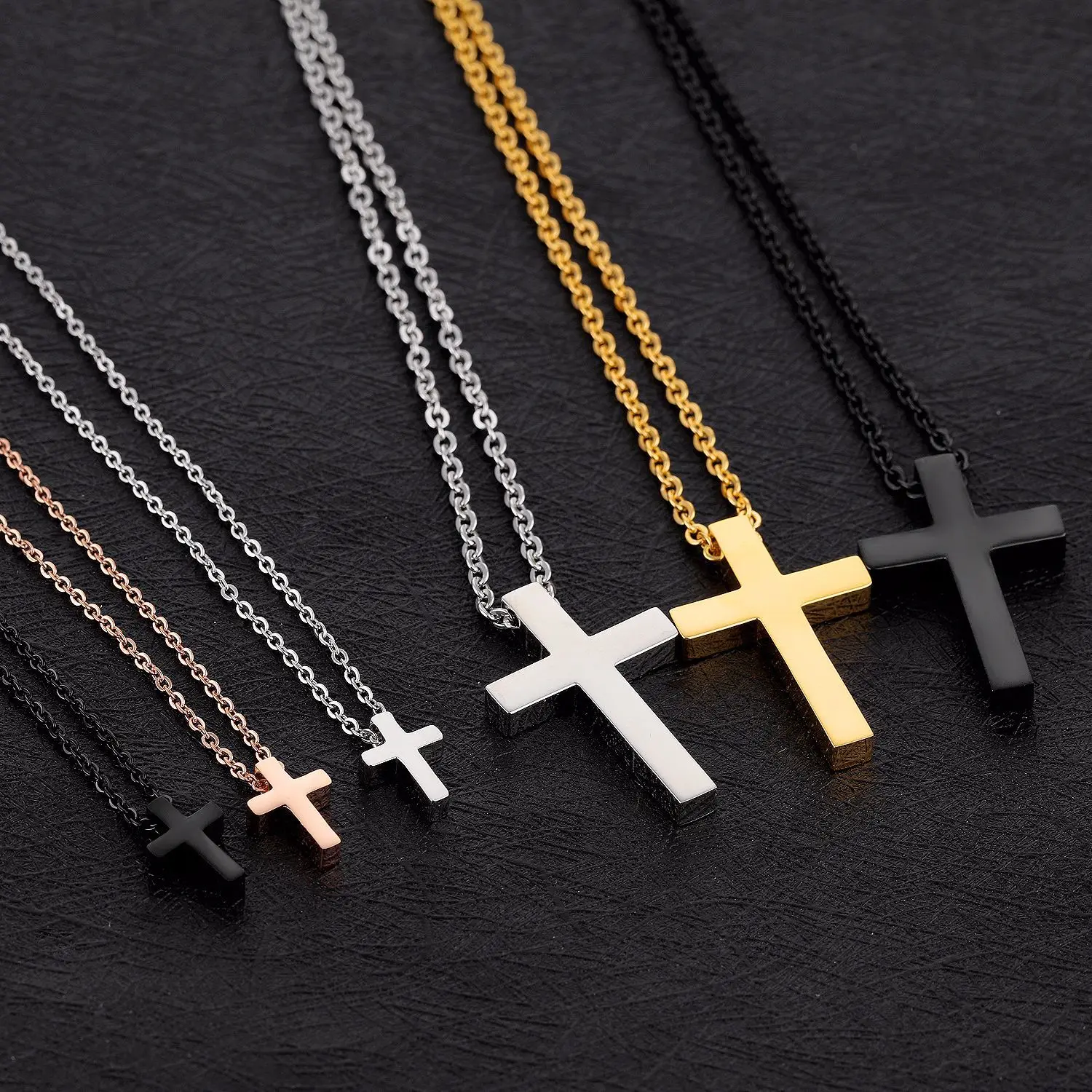 

Hiphop Cool Jewelry Cross Pendant Necklace Unisex Pair Couple Necklace Stainless Steel Men Women Gift, Picture shows