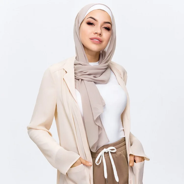 
2020 Extra Long Plain Chiffon Scarf Hijab Chiffon Ladies Scarf 