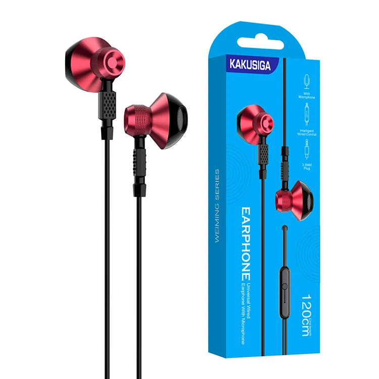

KAKUSIGA Wired Earbuds 3.5mm Key Control Microphone In Ear Noise cancelling Stereo Sound 3.5mm Wire Earphone Headset