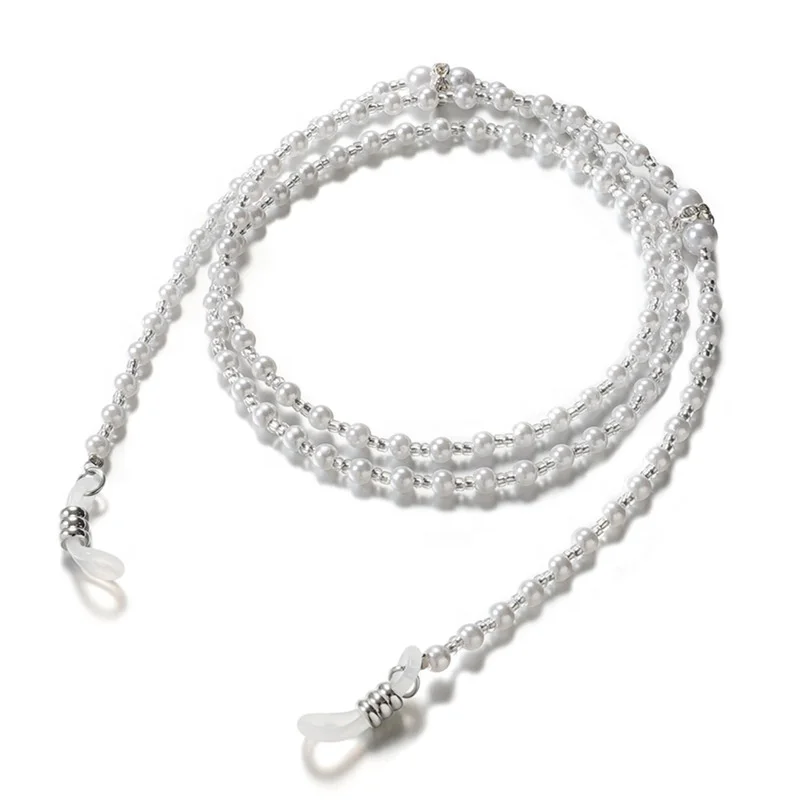 

Fashion Vintage Women Eyewear Chain Pearl Beads Glasses Chains Silicone Eyeglasses Cord Sunglasses Necklace Glasses Accessories, White