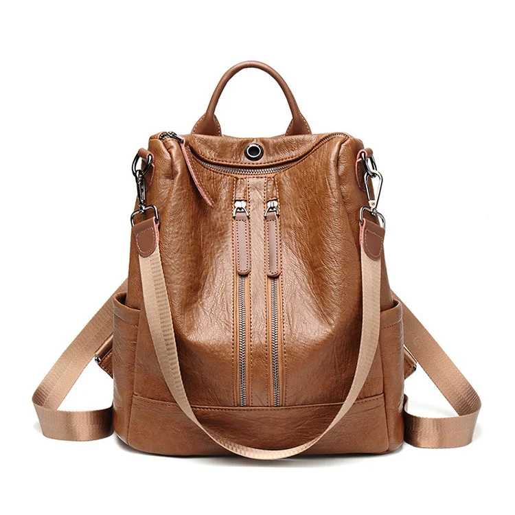 

BP012 wholesale vintage pu soft leather custom logo women travel backpack 2022