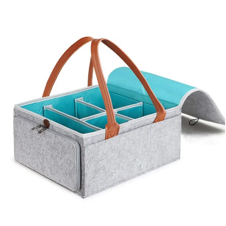 

Large Baby Felt Fabric Organizer Diaper Bag , stylish gray felt diaper caddy