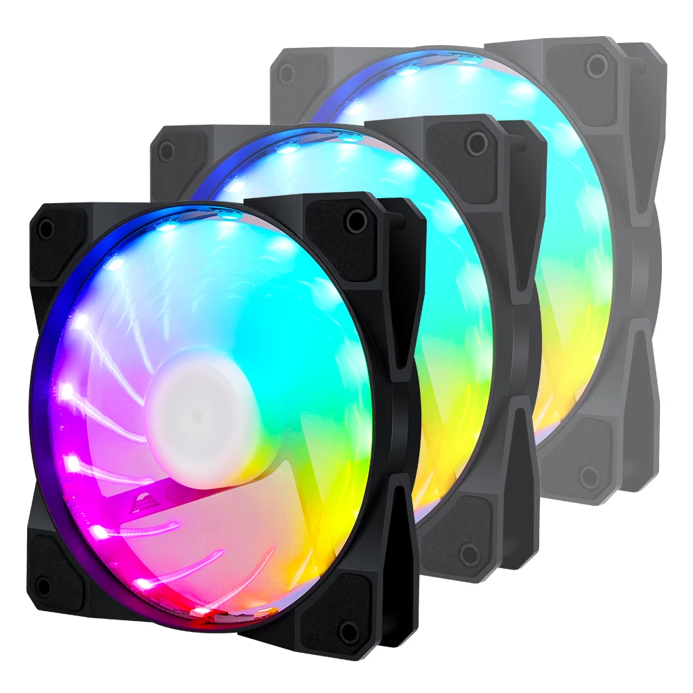 

12V DC 12cm LED Light Computer Radiator Fan RGB Gaming Cooling Cooler For PC Case