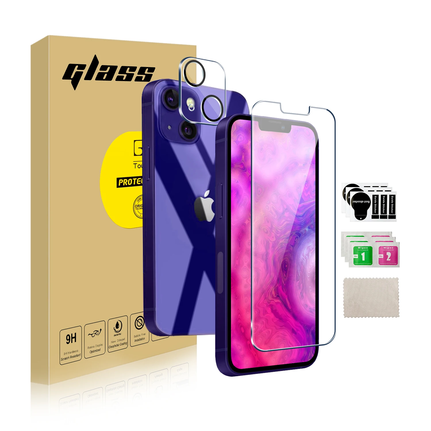 

Amazon Top Seller Clear 2.5D 9H Premium Installation Tool Camera lens Tempered Glass Screen Protector For iPhone 12