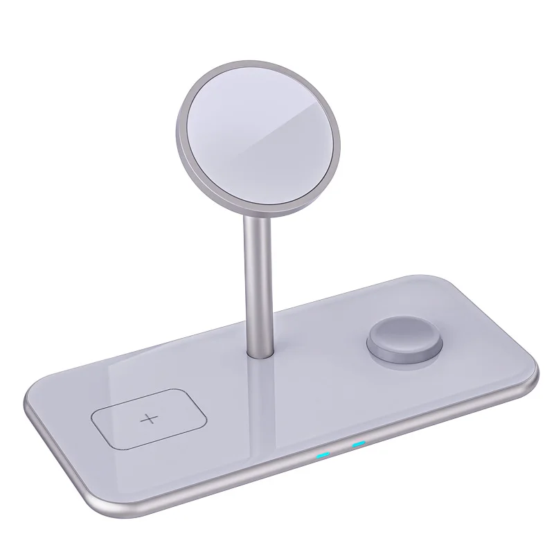 

OEM Qi Magnetic Magnet 3in1 Wireless Charger Wireless Charging Qi Charger Mobile Phone Wireless Charging For phone12/phone13, Sliver