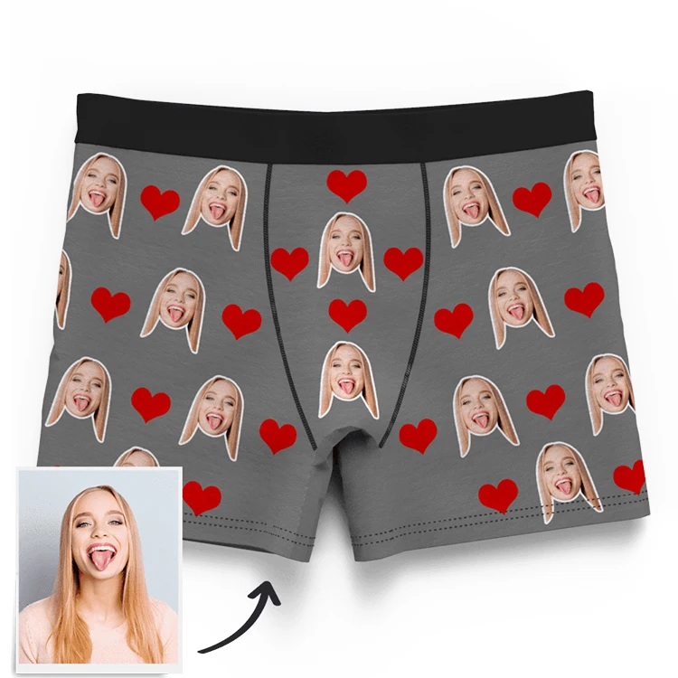 

Dropshipping custom mens fitted printed face oem one-piece mens underwear high quality fashion for Valentine's Day Birthday, Customized