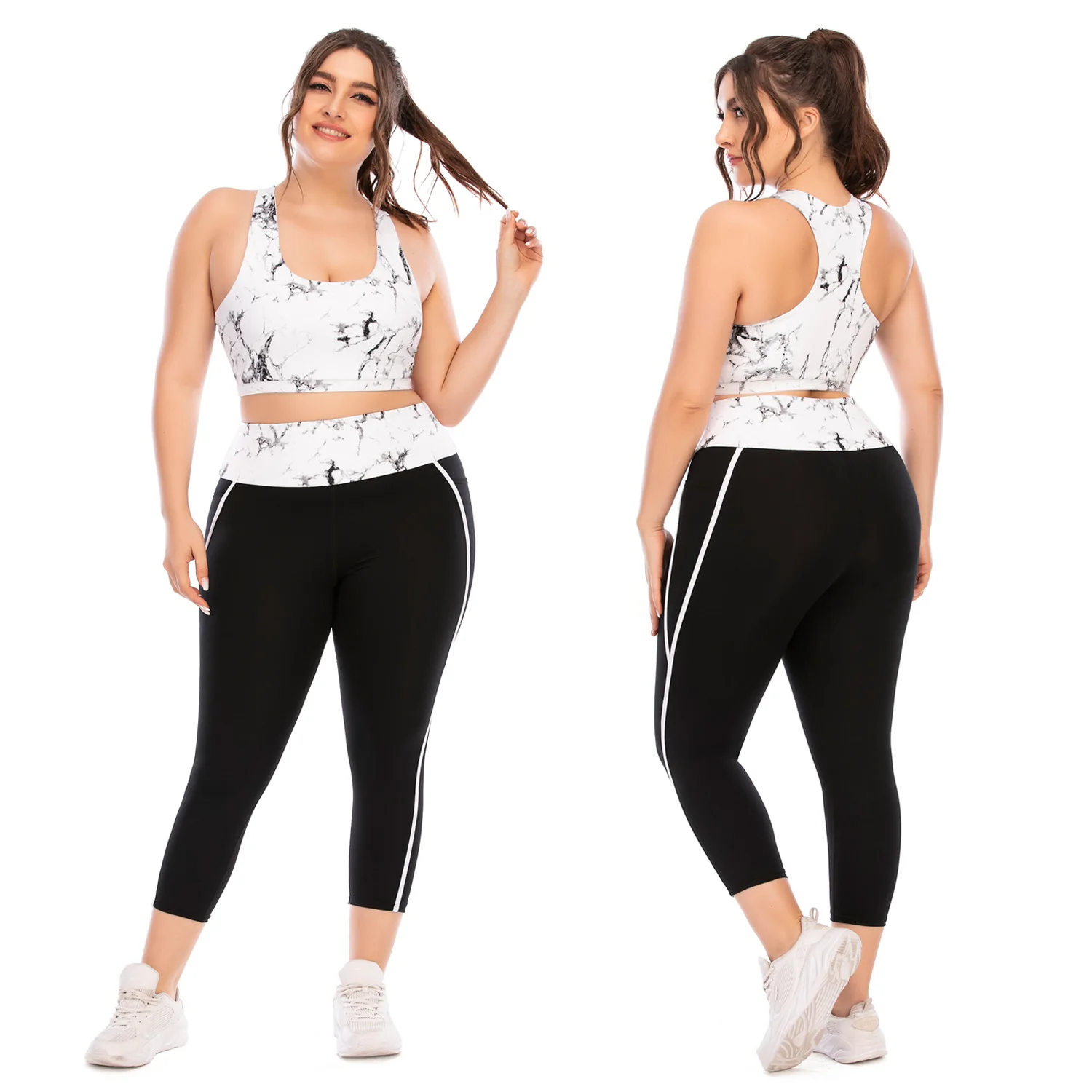 

Plus Size Women Fitness Clothing Yoga Legging Women Sports Polyester Spandex Workout Yoga Set