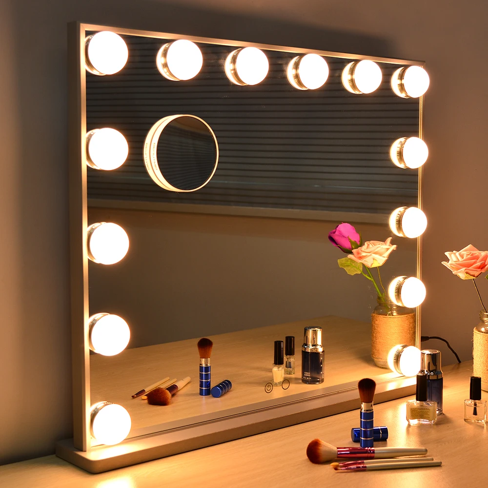 

14pcs Hollywood led Lights Tabletop Makeup Vanity Mirror with magnifying mirror