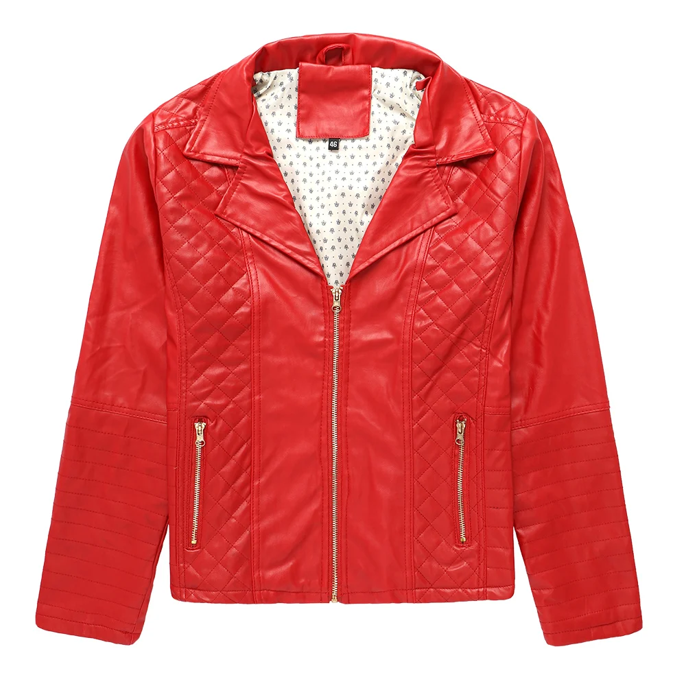 
PU Jacket for Women Autumn Casual Slim Short PU Jackets Female Coat Vintage Outwear (1705-06) 