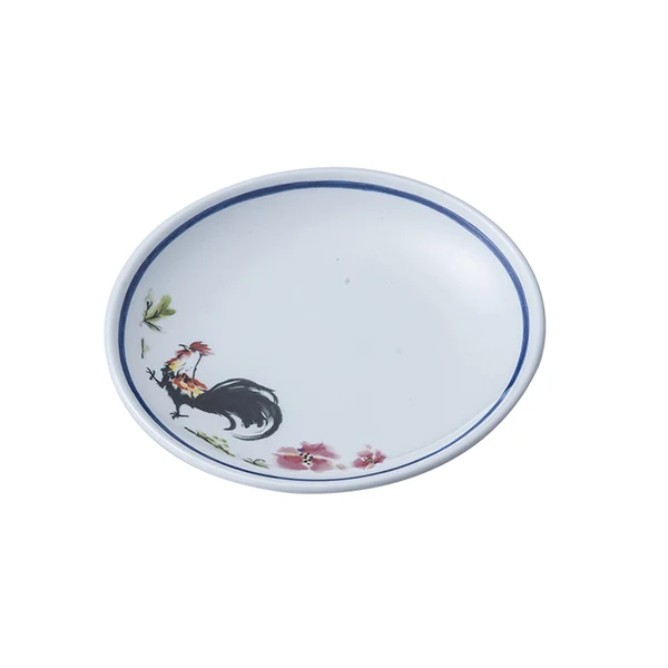 

Rooster Peony Pattern Dinnerware Round Charger Plates Blue for Restaurant Melamine Plate Dish Food Contained Safe 100% Melamine, Multicolor