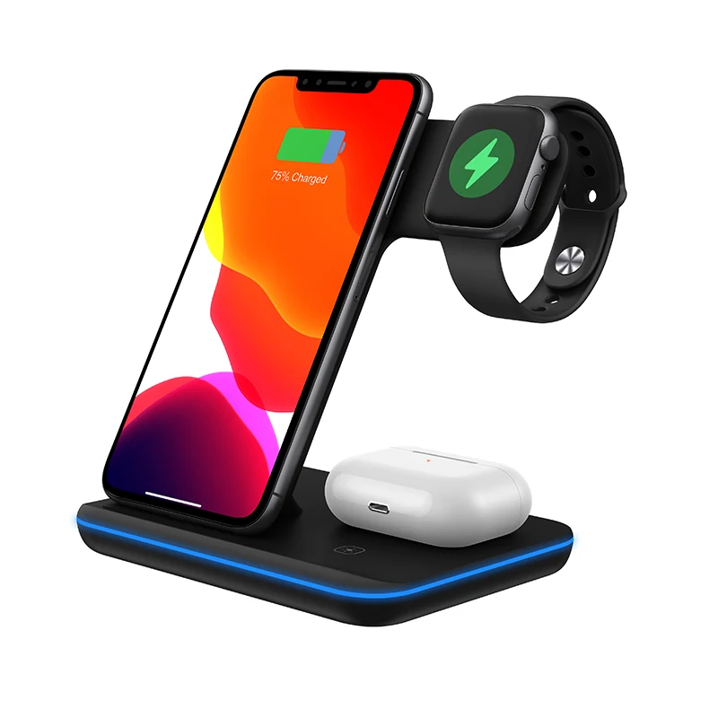 

Hot selling charger wholesale product fast wireless charger 3 in 1 for iphone and watch