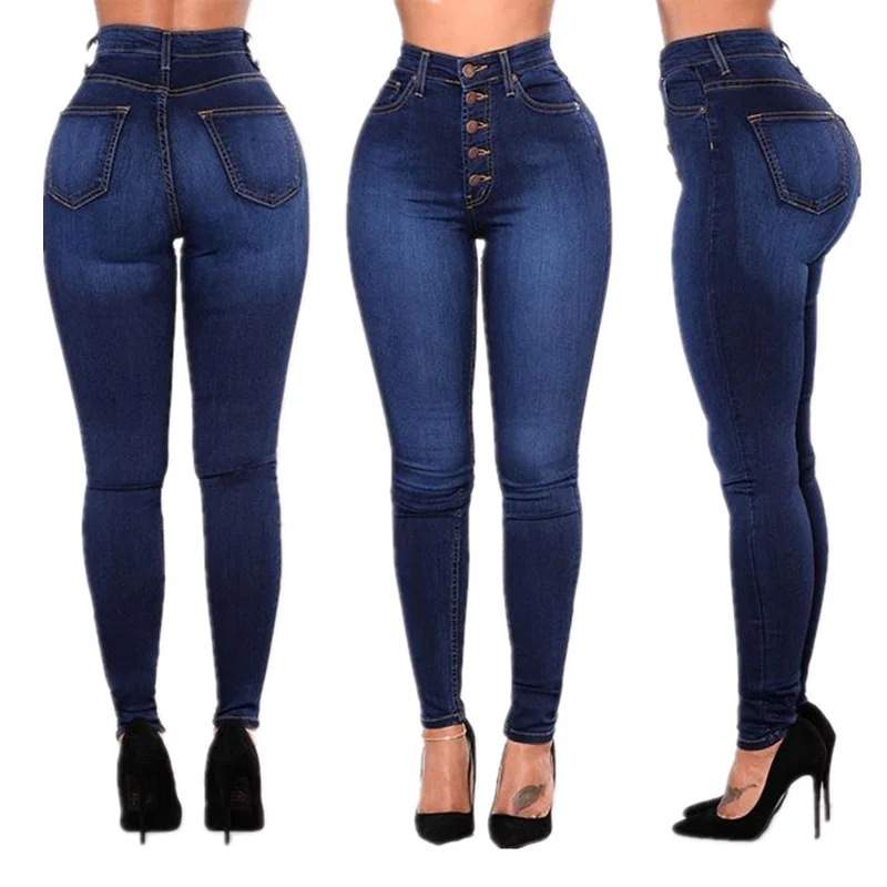 

High Waist Skinny Jeans Womens Butt Lift Denim Jeans Crumple Pencil Pants Jeggings, Picture color