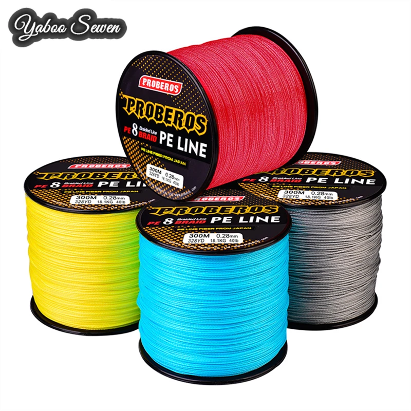 

300m 500m 1000m 8 Strands  High Strength PE Fishing Line Single Colors, Red/yellow/gray/blue/green