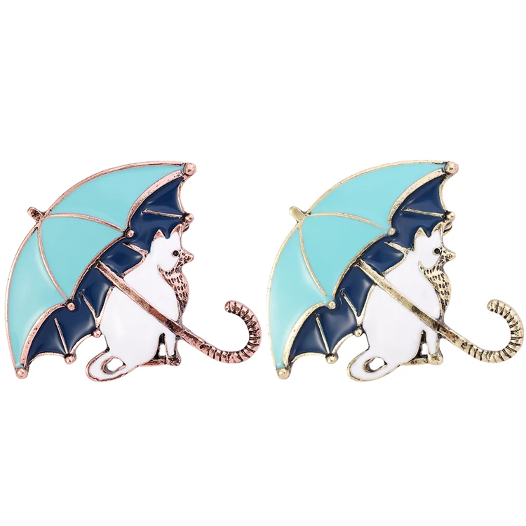 

Cartoon Umbrella Cat Brooch Lovely Enamel Brooch Collar Pin Alloy Jewelry Japanese Personality Couple Brooch