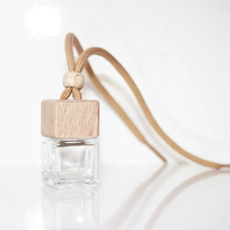 8ML Car Hanging Perfume Clear Bottle for Essential Oils Empty Glass Square Bottles Air Freshener Fragrance Car Diffuser Bottle