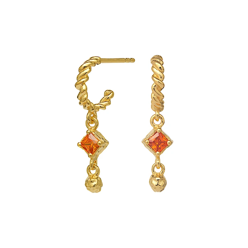 

S925 sterling silver fashion twist colorful diamond pendant earrings