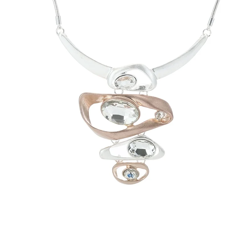 

Custom Short Irregular Alloy Clear Glass Stone Choker Necklace