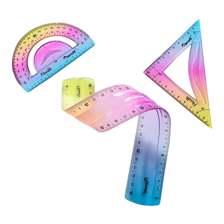 4 Pcs/set Ruler Set Soft Plastic Colorful Rainbow Rulers Shatterproof  Bendable Flexible Ruler for School & Office Supplies - AliExpress