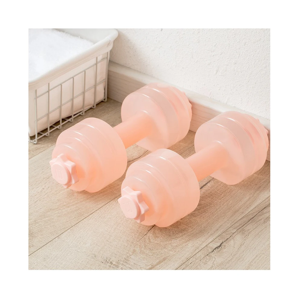 

Lightweight Portable Build Muscle Strength Thin Waist Water Filled Adjustable Weight Dumbbell with Silicone Plug, Pink ,gray