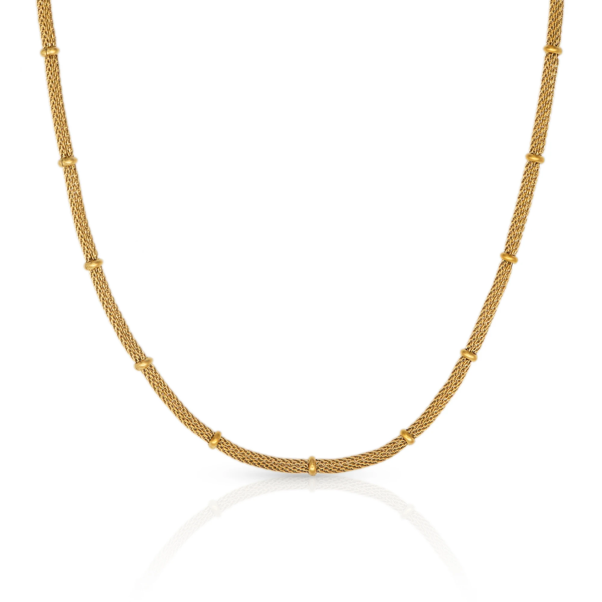 

Chris April in stock pvd gold plated 316L Stainless steel Minimalist vintage net satellite chain necklace for women