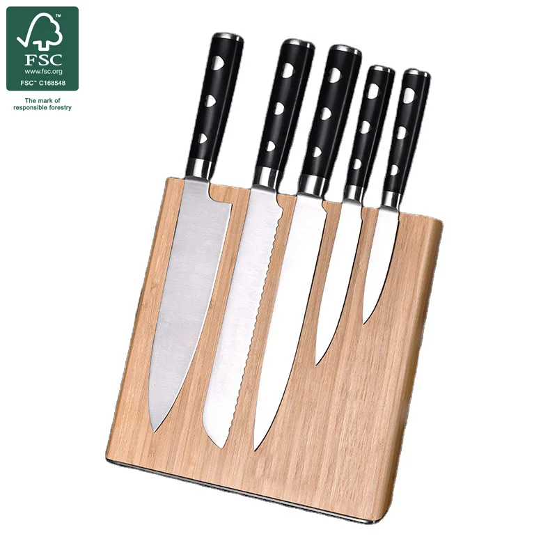 

Bamboo magnetic knife holder kitchen knife holder magnetic absorption nano rack stainless steel plate base storage, Natural color/black