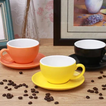 

hot sale 250ml sale ceramic coffee cappucino espresso latte cup with saucer white, Customized color