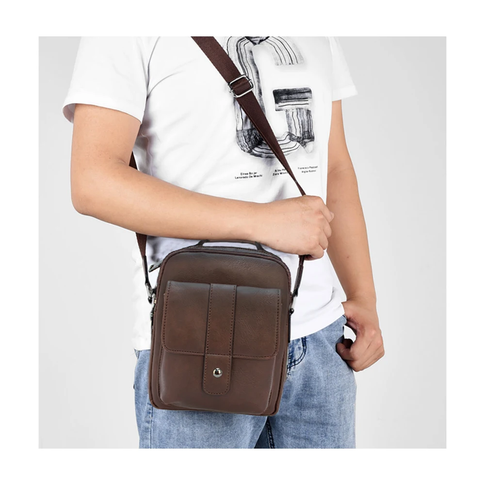 

Roneer OEM Wholesale Casual PU Leather messenger bags crossbody for Men Fashion Sling Shoulder Bag, Dark grey/customized color