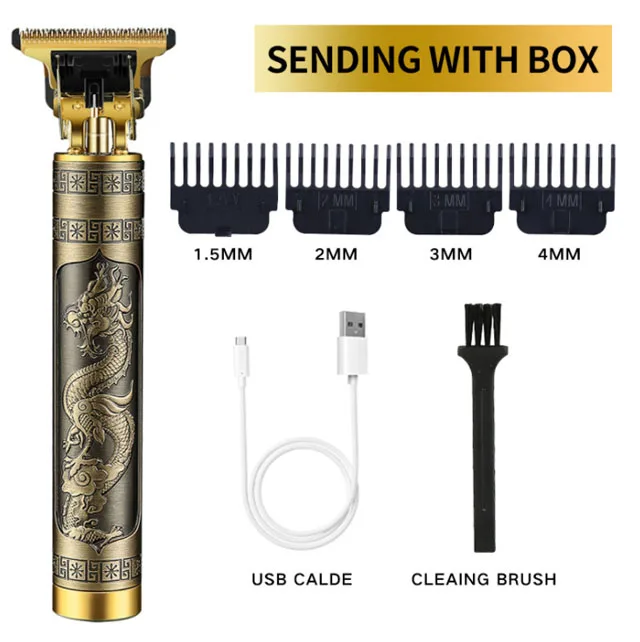 

Best-selling portable electric USB rechargeable hair clippers Dragon professional hair clipper, Gold