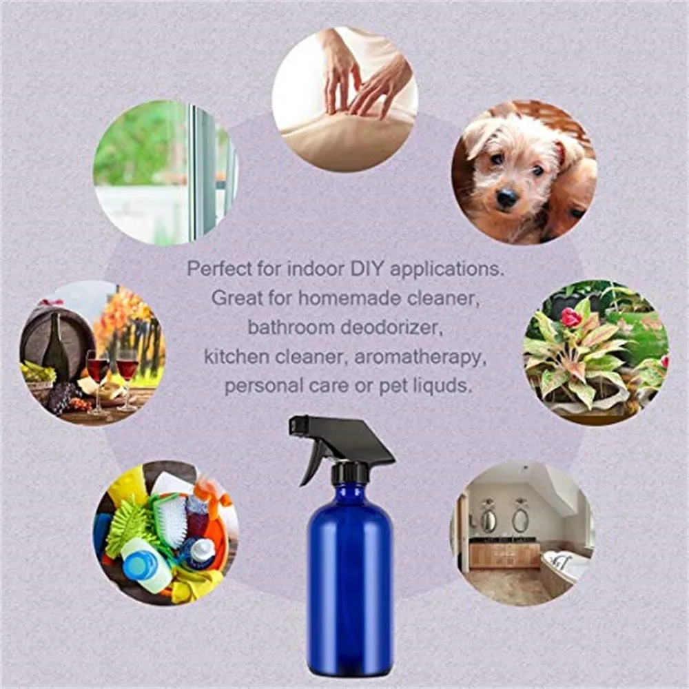 16/8/4/2oz Bpa Free Spray Bottles,Empty Cobalt Blue Glass Spray Bottle