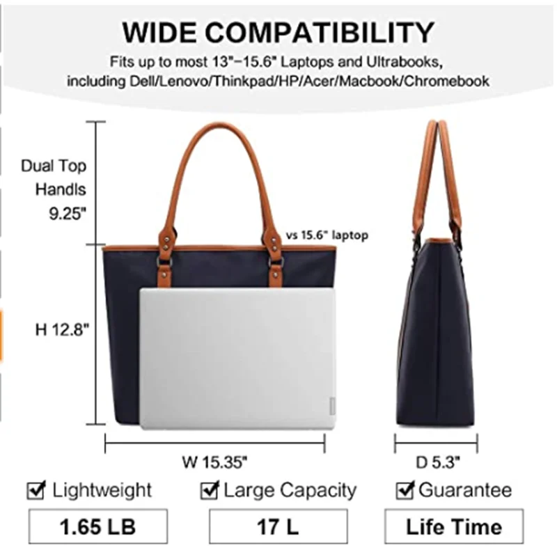 Laptop Bag for Women Lightweight Nylon Work Tote Bags Business School Computer Shoulder Bag Large Capacity Briefcase