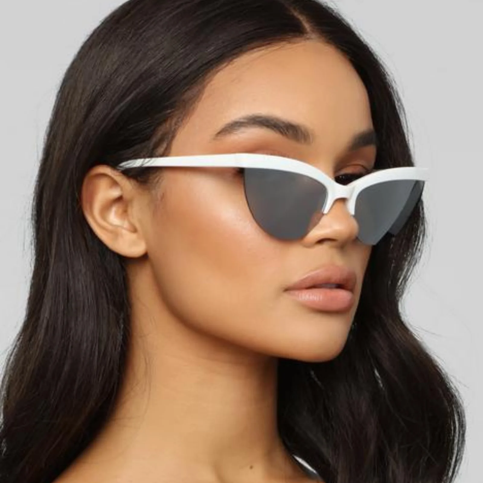 

VIFF Half Frame 2021 Outdoor Fashion Cateye Shape Sunglasses HP20339 Semi Rimless Summer Glasses